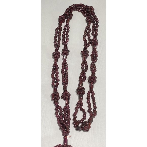 Vintage Garnet Pyrope Hoop Beaded Necklace Cluster Berry Accents 29 inches - Picture 5 of 6